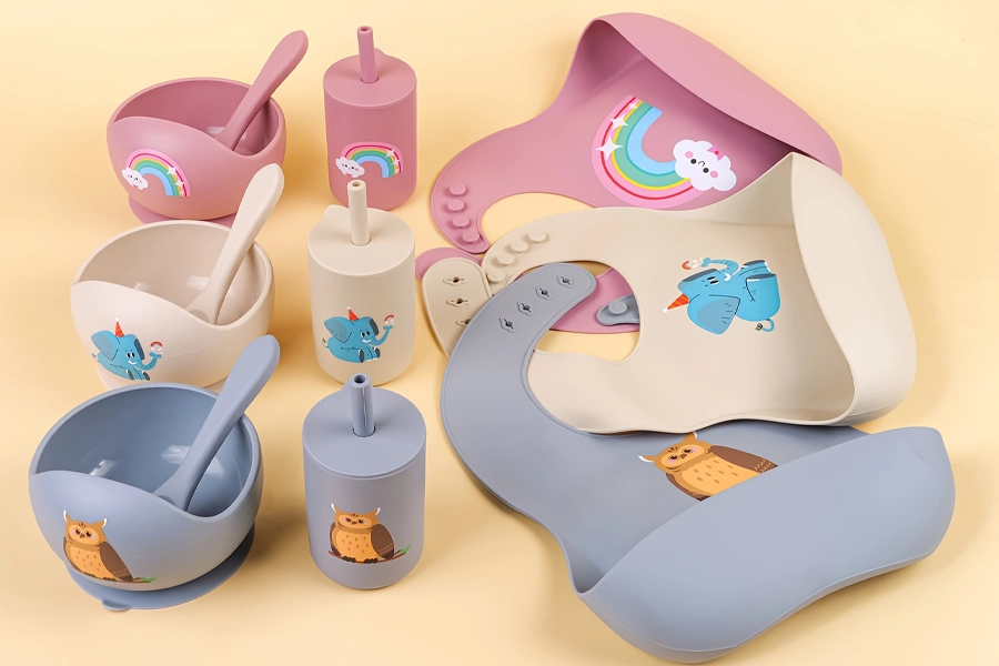 Soft silicone feeding spoons for infants