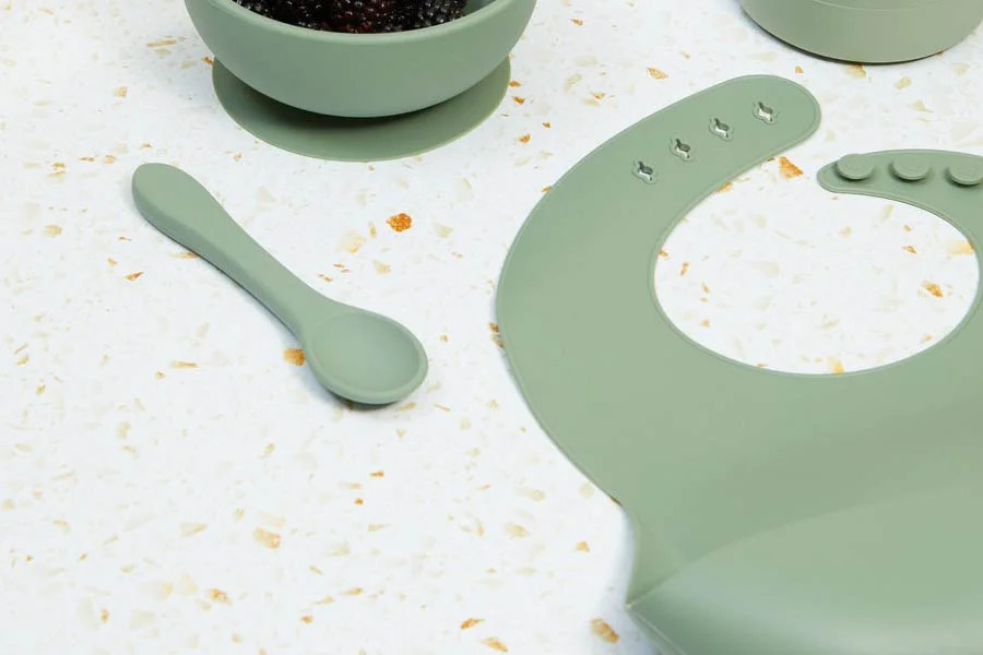 Soft silicone feeding spoons for infants